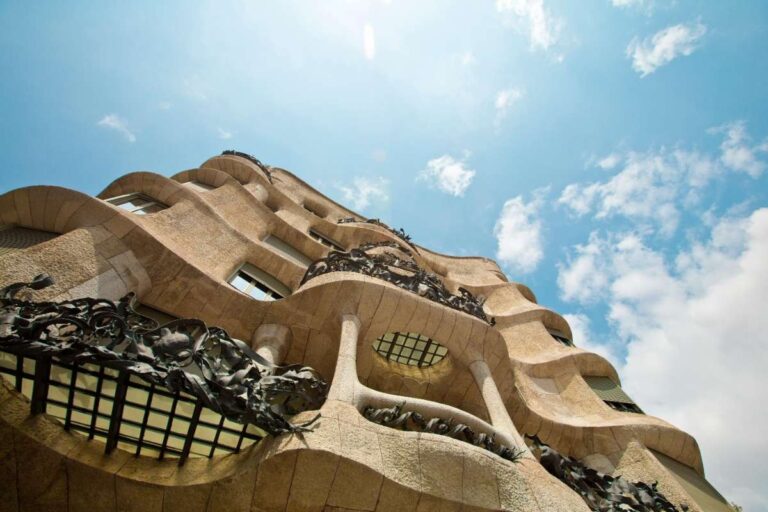 Unique wavy facade of Casa Mila, a famous Gaudi building in Barcelona