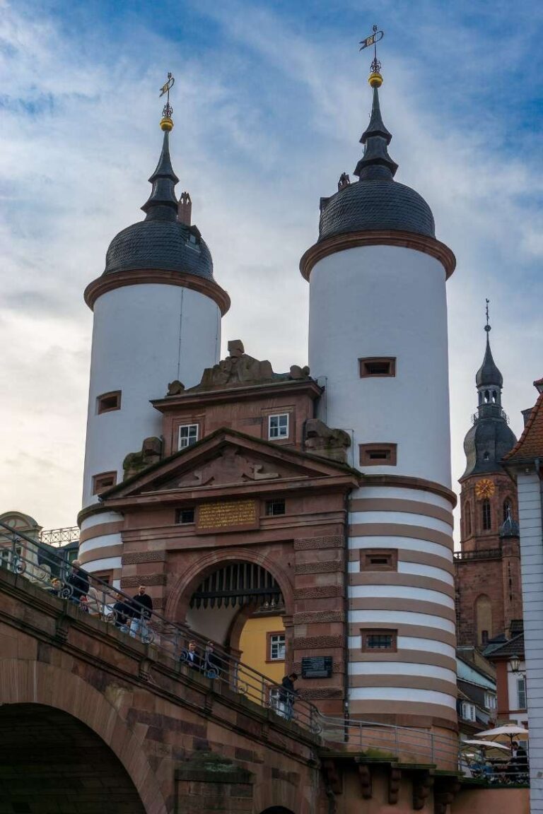 Close-up of the twin towers at Heidelberg Castle in Germany