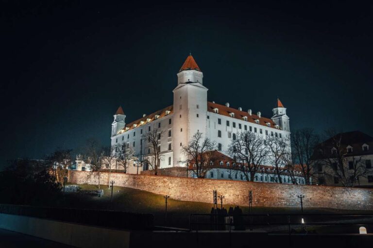 Bratislava Castle illuminated at night