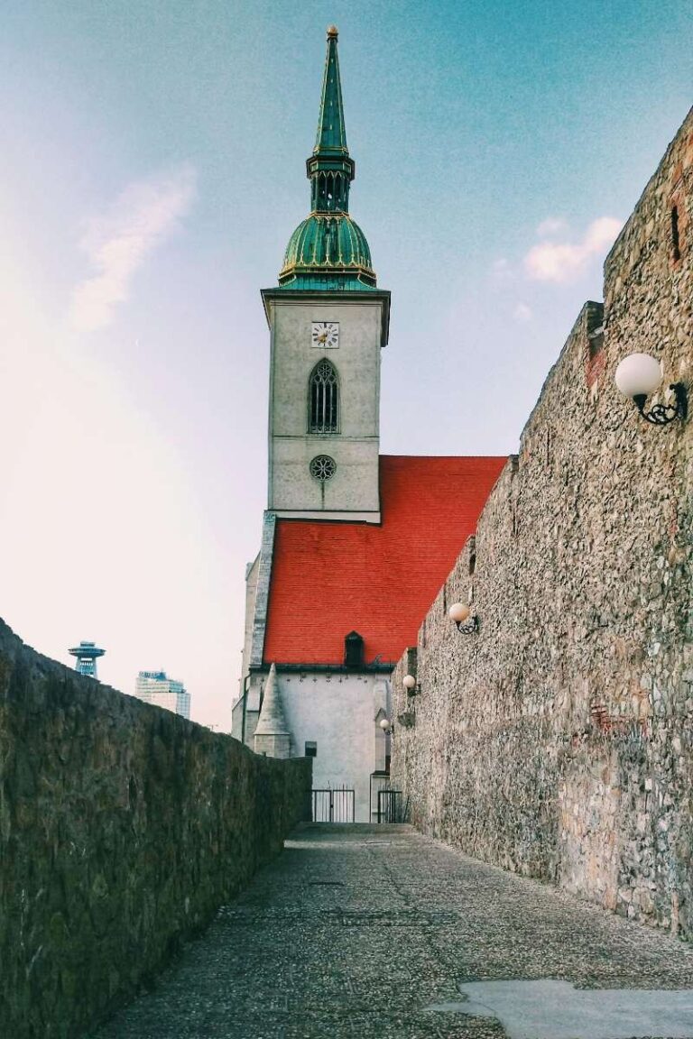 St. Martin's Cathedral tower with a red roof