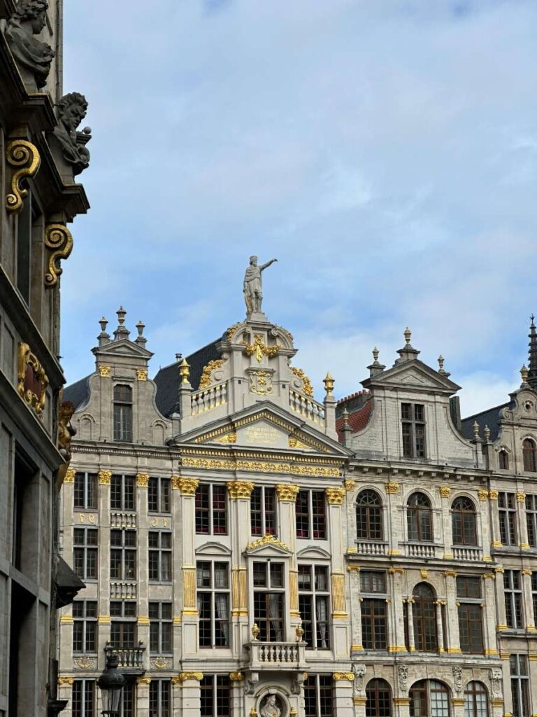 Ornate historic buildings in Brussels with intricate architectur