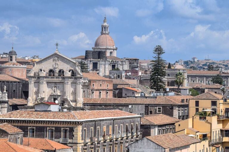 Aerial view of Catania's cathedral and historic buildings