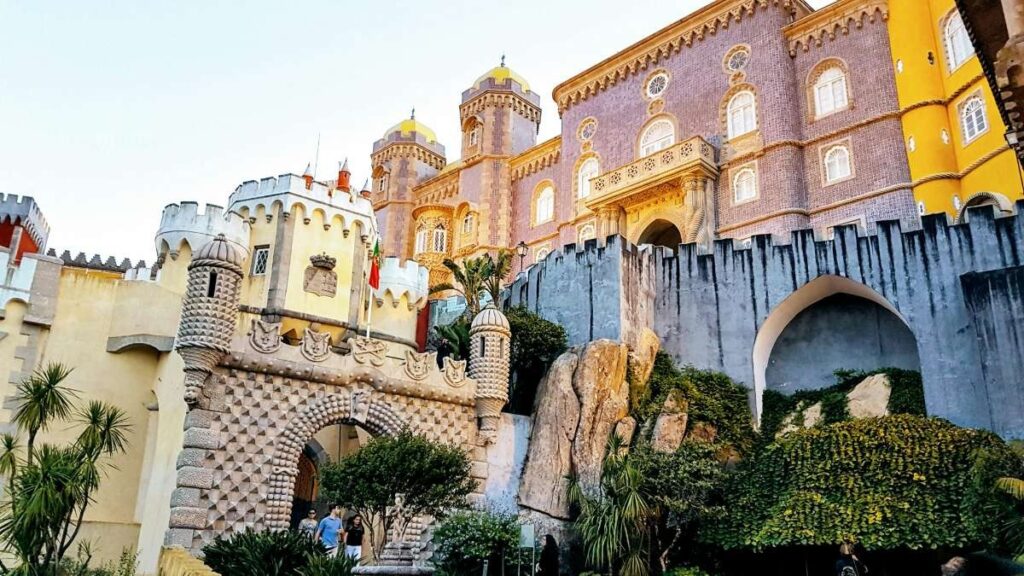 Colorful Sintra Palacio in Lisbon with intricate architecture