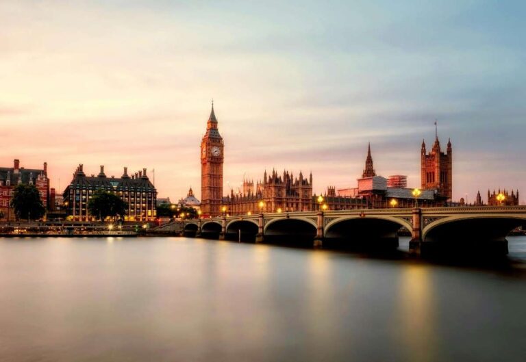 Big Ben and Westminster Bridge during a serene evening in London