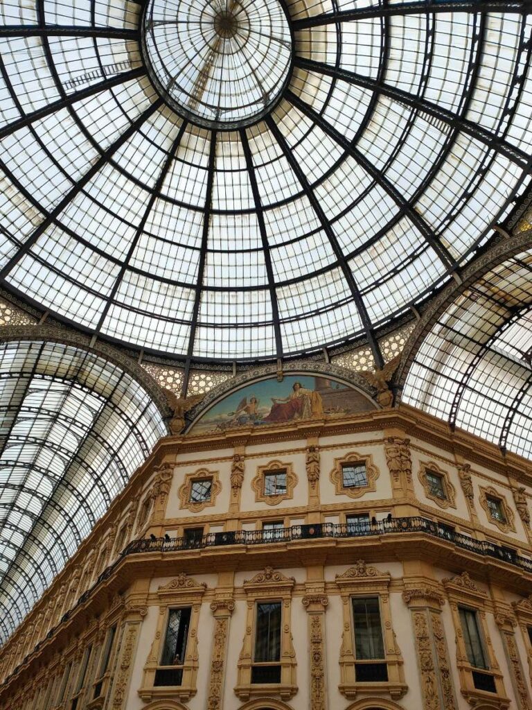 Interior dome of the Galleria Vittorio Emanuele with intricate glasswork