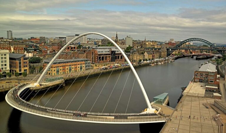 Newcastle's Millennium Bridge spanning over the Tyne River