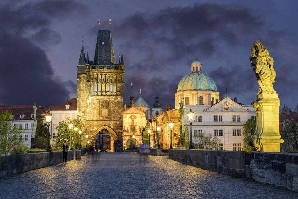 Night view of Charles Bridge in Prague