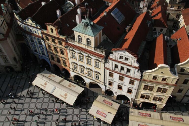 Colorful buildings in Prague's market square