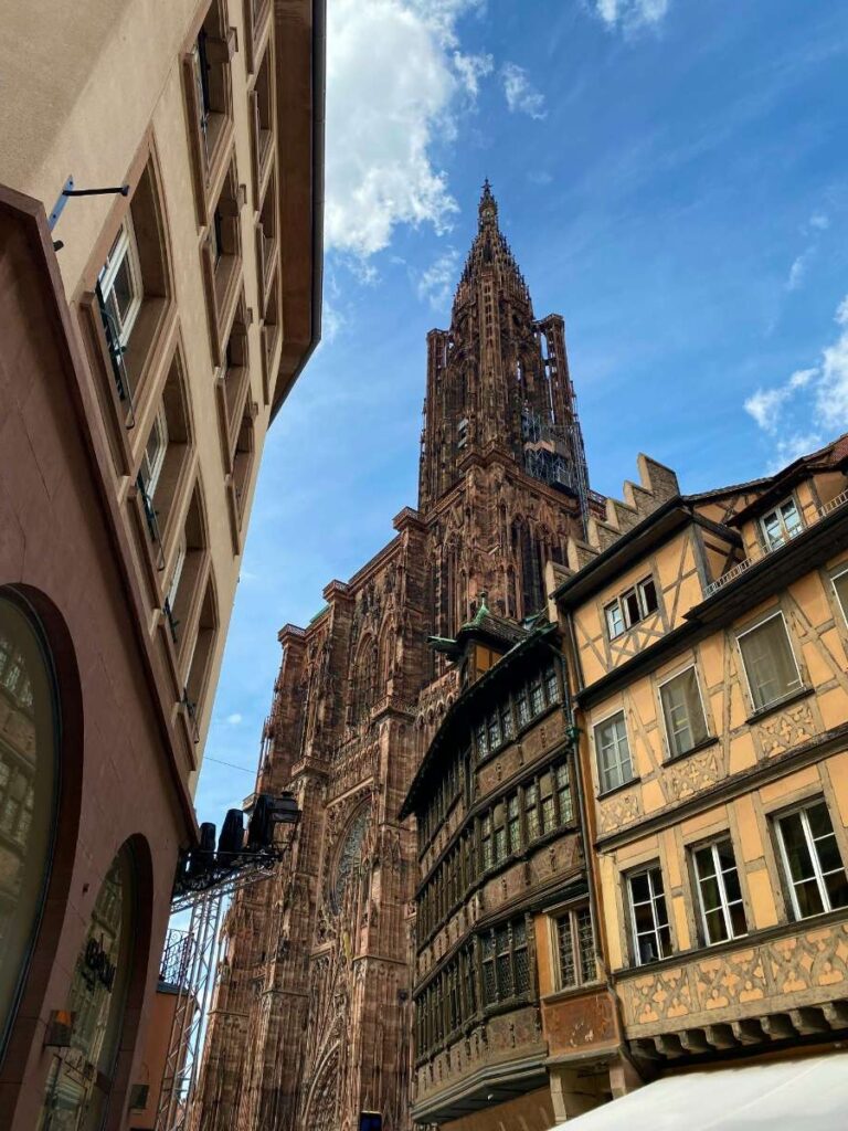 View of Strasbourg Cathedral against a blue sky