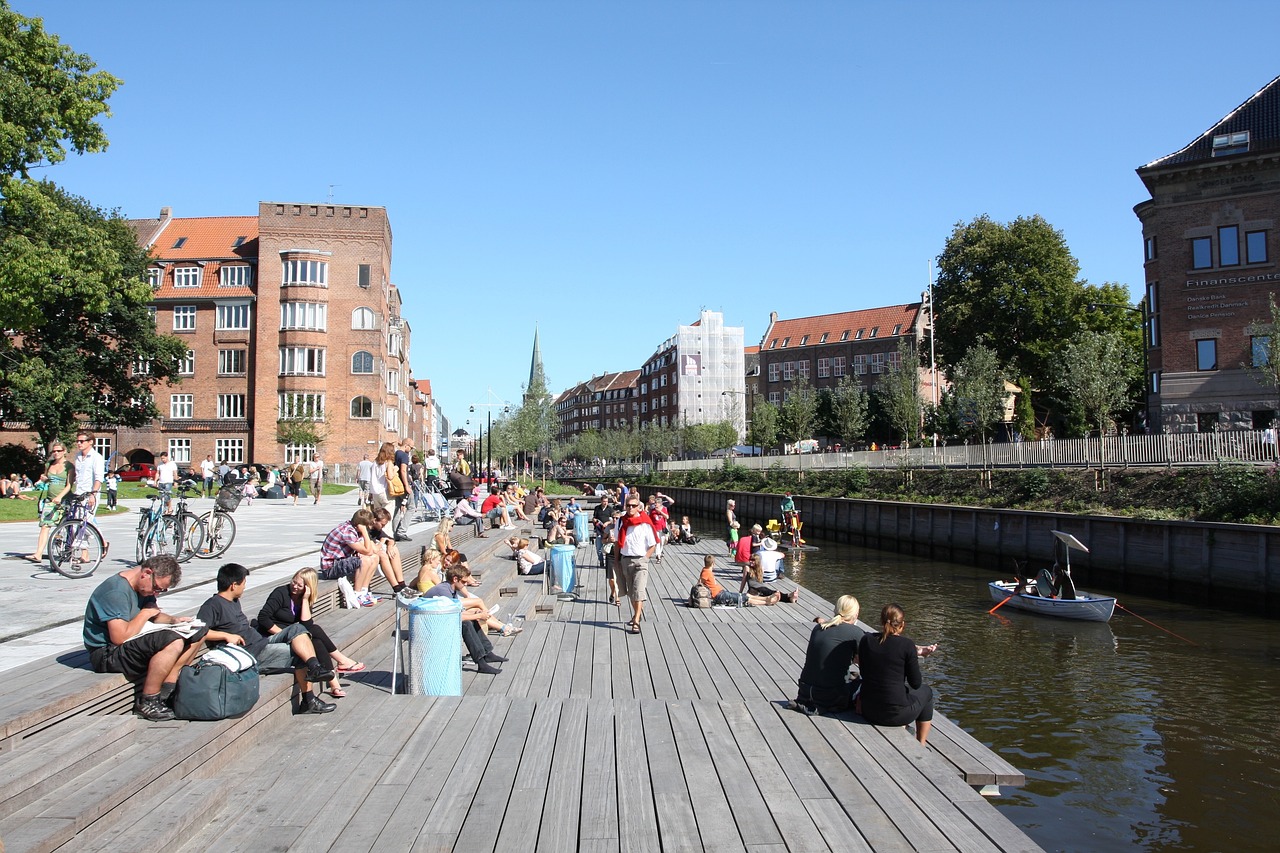 Summer life at the river in Aarhus