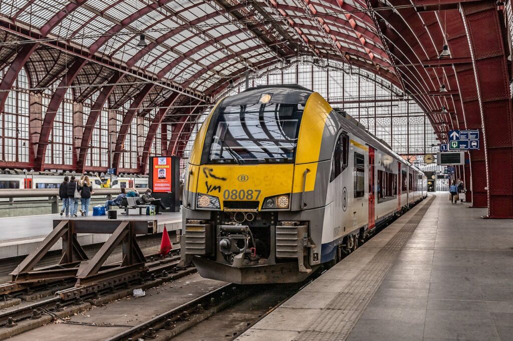 Belgium regional train in Antwerp station (Antwerp Centraal)