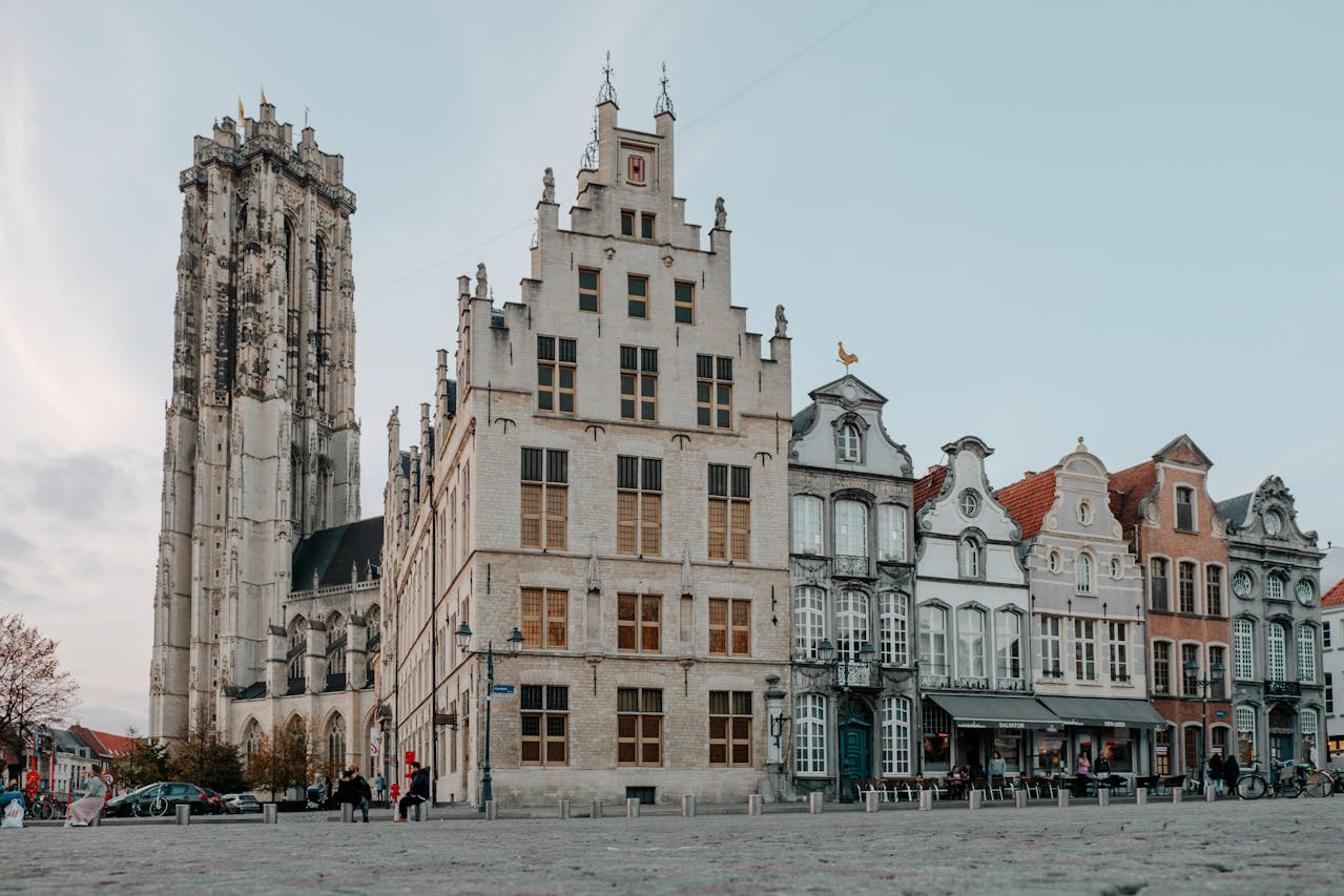 Old town square of Mechelen in Belgium