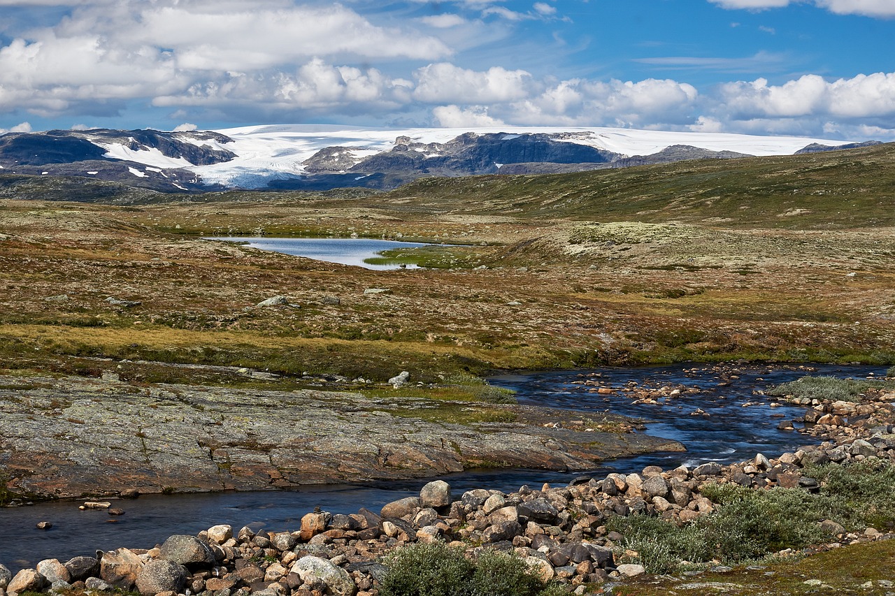 Hardangervidda Plateau in Norway on the train ride between Oslo and Bergen