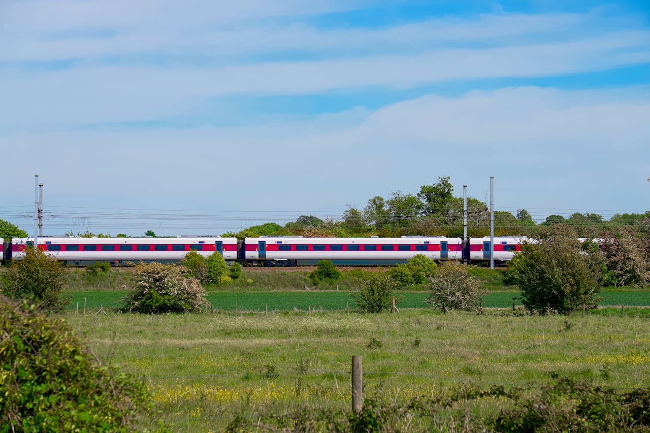 Train London Edinburgh passing through nature