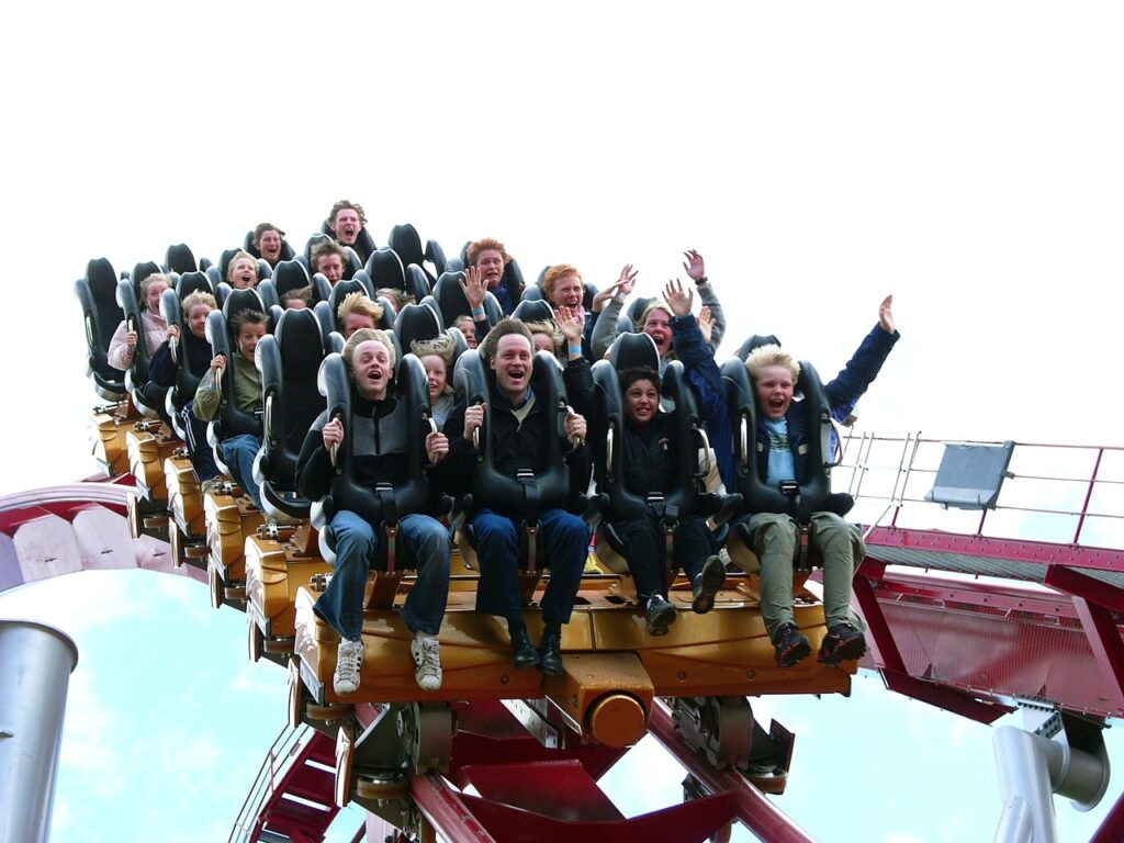 Rollercoasters for family at the Tivoli Gardens in Copenhagen