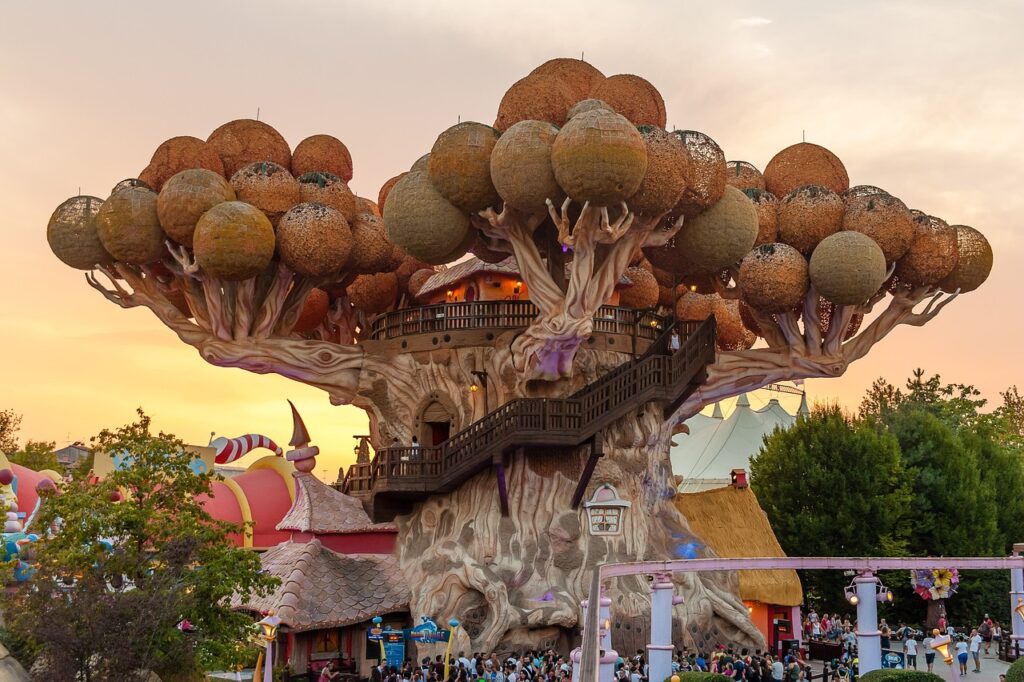 amusement park Gardaland in Italy with attractions for kids